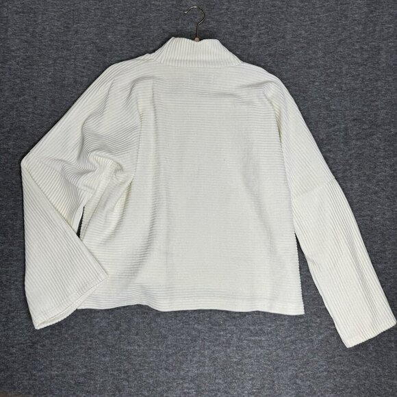 Madewell Texture Thread Womens‎ Ribbed Turtleneck Sweater Medium White Soft - Picture 2 of 9